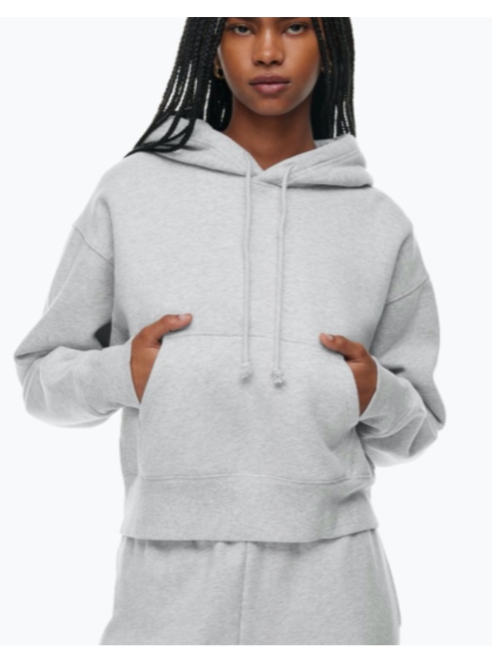 Aritzia TNA Sweatfleece Cozy Fleece Boyfriend Fit Crop Hoodie size small